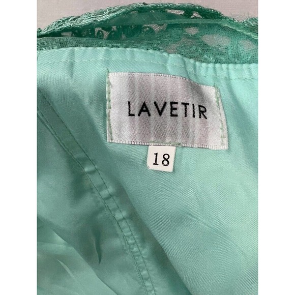 Lavetir Gown Dress Women's 18 Plus Green Floral Maxi Jewel Neck Sleeveless New - Picture 3 of 16